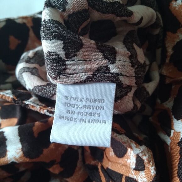 Intro. Brown and Black Leopard Print Boho Chic High Low Plus Size Midi Skirt - Picture 6 of 16